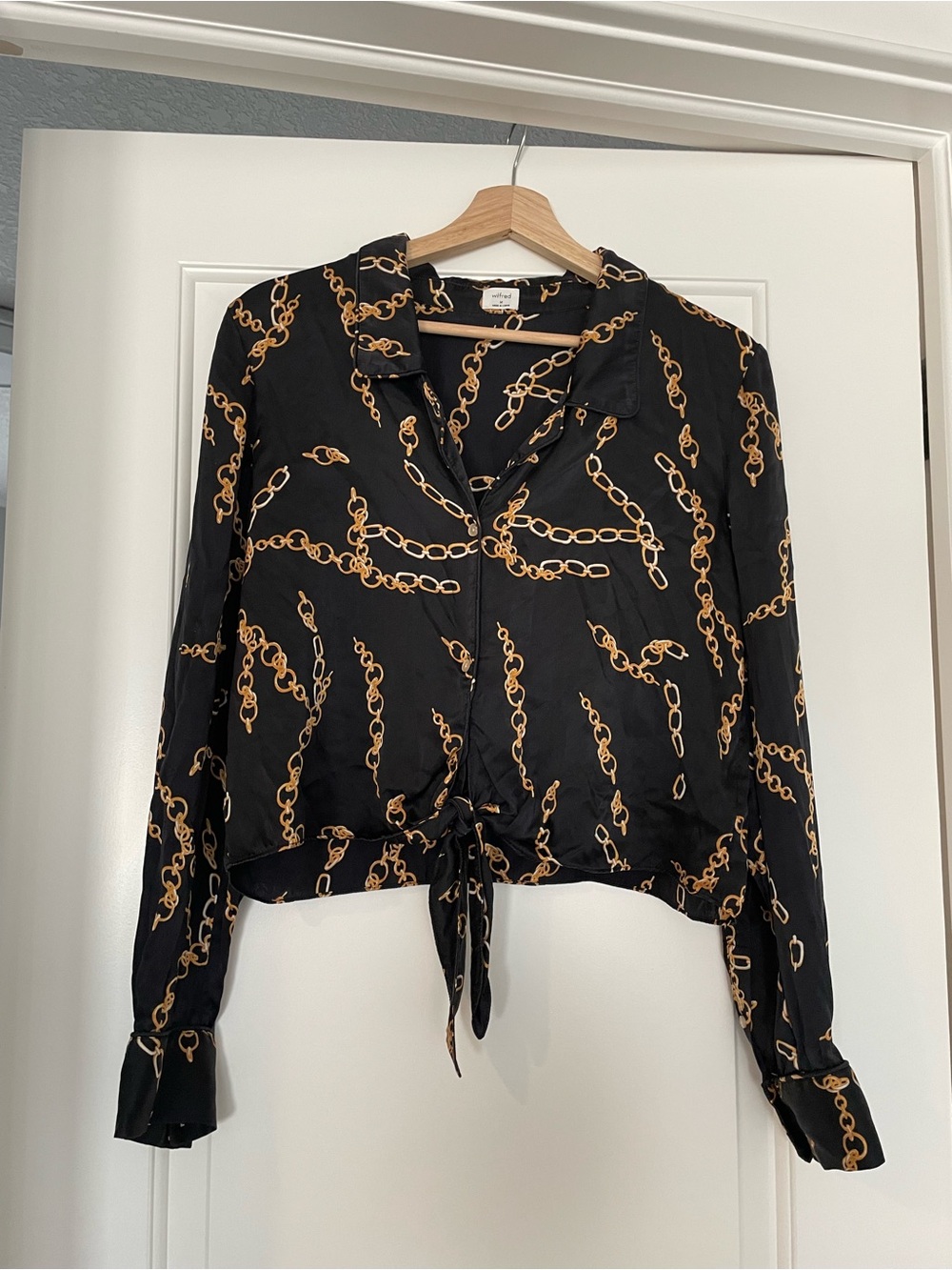 Wilfred Chain-Print Tie-Front Blouse